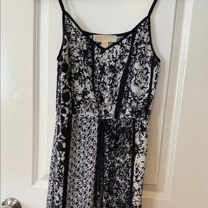 Michael Michael Kors Navy and White Patterned Spaghetti Strap Dress